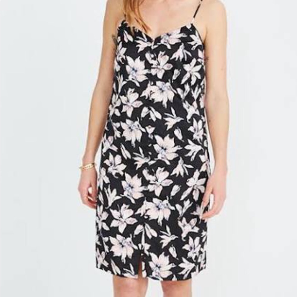 Madewell Black and Pink Satin slip dress